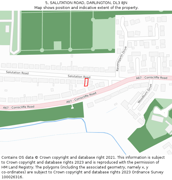 5, SALUTATION ROAD, DARLINGTON, DL3 8JN: Location map and indicative extent of plot