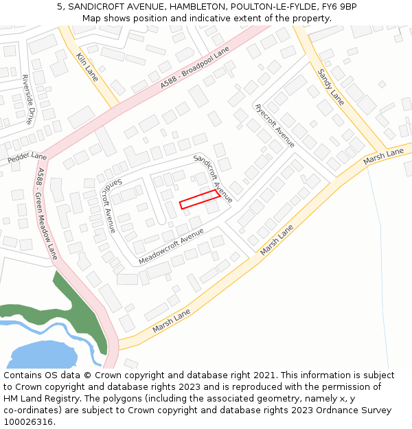 5, SANDICROFT AVENUE, HAMBLETON, POULTON-LE-FYLDE, FY6 9BP: Location map and indicative extent of plot