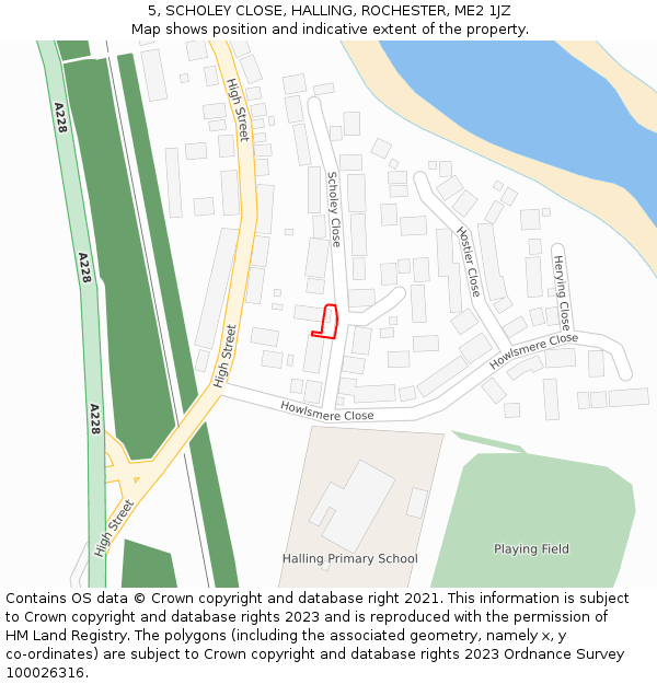 5, SCHOLEY CLOSE, HALLING, ROCHESTER, ME2 1JZ: Location map and indicative extent of plot