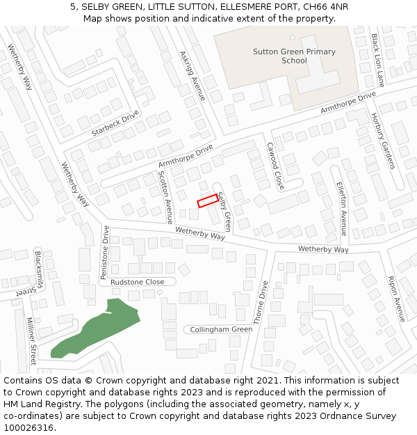 5, SELBY GREEN, LITTLE SUTTON, ELLESMERE PORT, CH66 4NR: Location map and indicative extent of plot