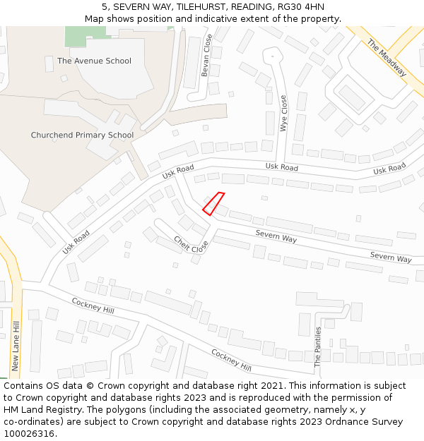 5, SEVERN WAY, TILEHURST, READING, RG30 4HN: Location map and indicative extent of plot