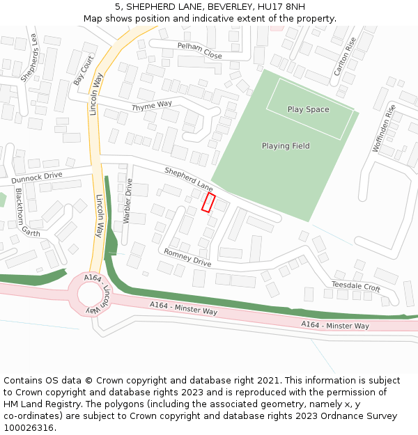5, SHEPHERD LANE, BEVERLEY, HU17 8NH: Location map and indicative extent of plot