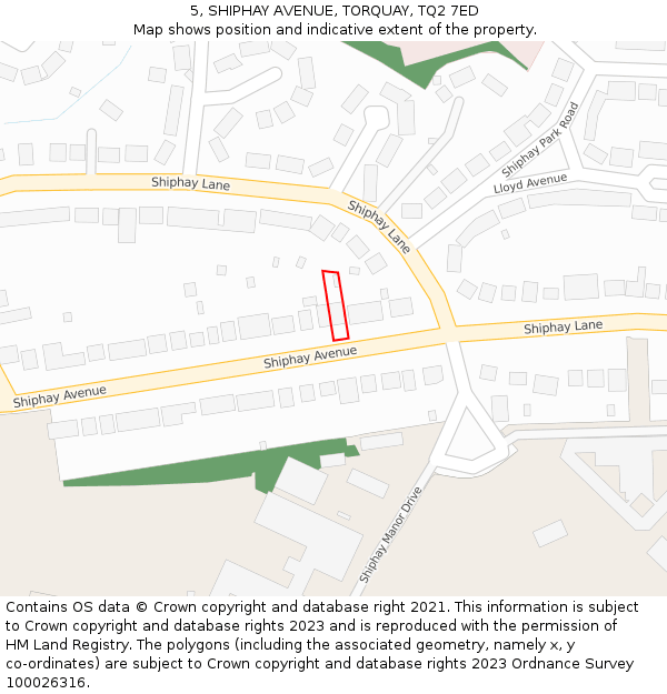 5, SHIPHAY AVENUE, TORQUAY, TQ2 7ED: Location map and indicative extent of plot
