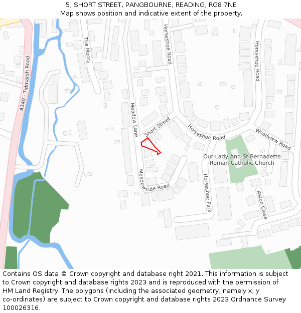 5, SHORT STREET, PANGBOURNE, READING, RG8 7NE: Location map and indicative extent of plot