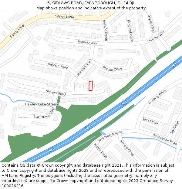 5, SIDLAWS ROAD, FARNBOROUGH, GU14 9JL: Location map and indicative extent of plot