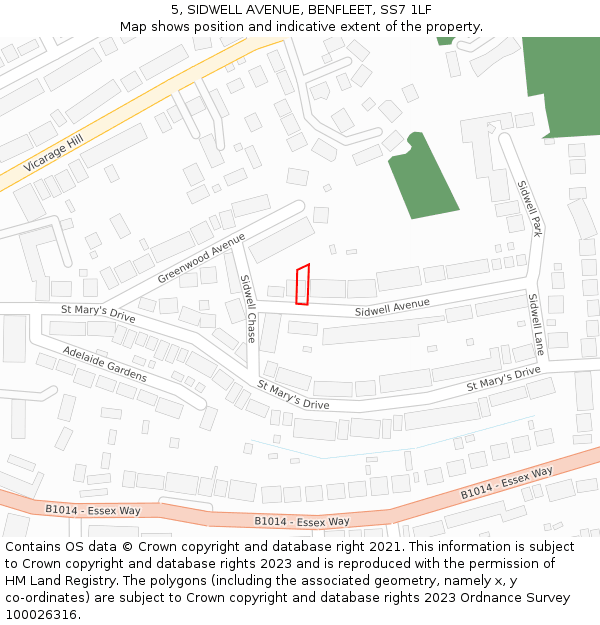 5, SIDWELL AVENUE, BENFLEET, SS7 1LF: Location map and indicative extent of plot