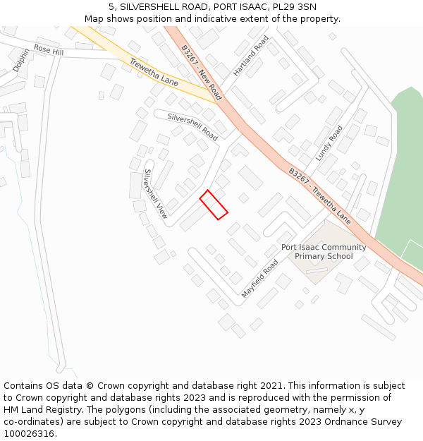 5, SILVERSHELL ROAD, PORT ISAAC, PL29 3SN: Location map and indicative extent of plot