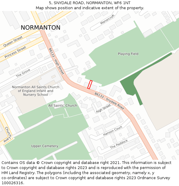 5, SNYDALE ROAD, NORMANTON, WF6 1NT: Location map and indicative extent of plot