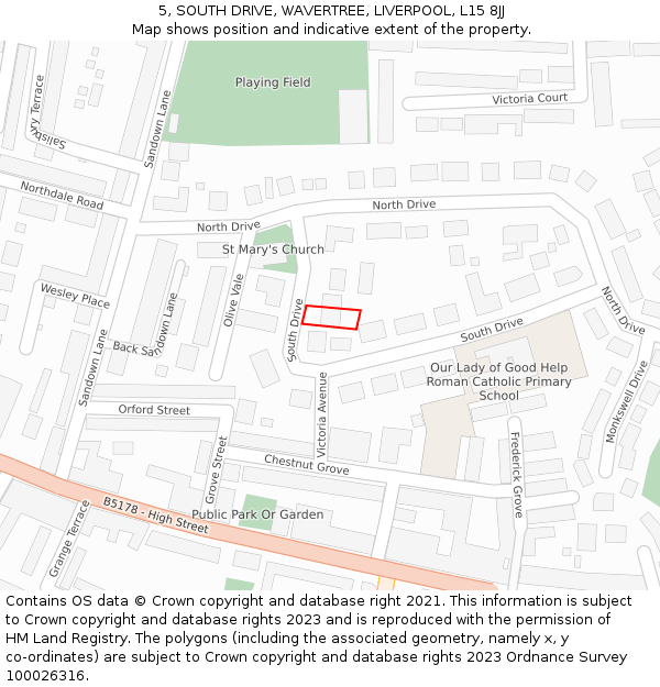 5, SOUTH DRIVE, WAVERTREE, LIVERPOOL, L15 8JJ: Location map and indicative extent of plot