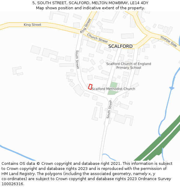 5, SOUTH STREET, SCALFORD, MELTON MOWBRAY, LE14 4DY: Location map and indicative extent of plot