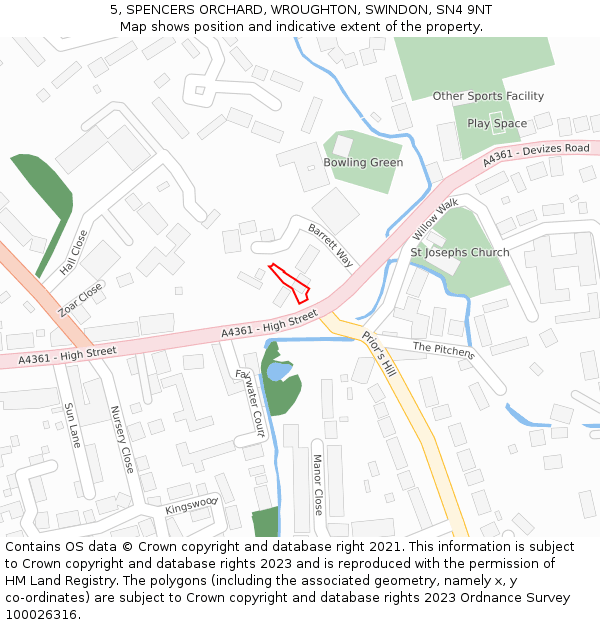 5, SPENCERS ORCHARD, WROUGHTON, SWINDON, SN4 9NT: Location map and indicative extent of plot