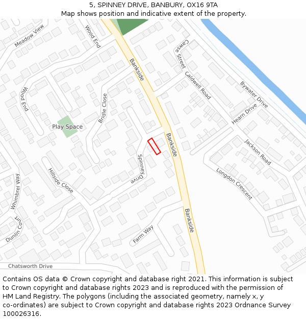 5, SPINNEY DRIVE, BANBURY, OX16 9TA: Location map and indicative extent of plot