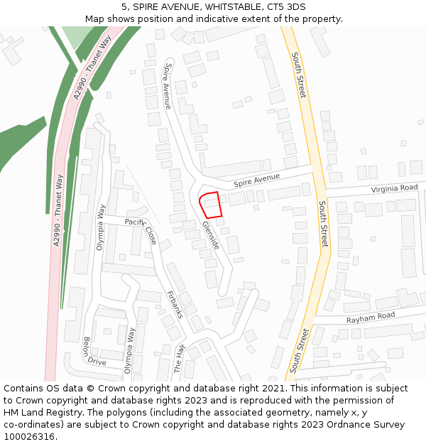 5, SPIRE AVENUE, WHITSTABLE, CT5 3DS: Location map and indicative extent of plot