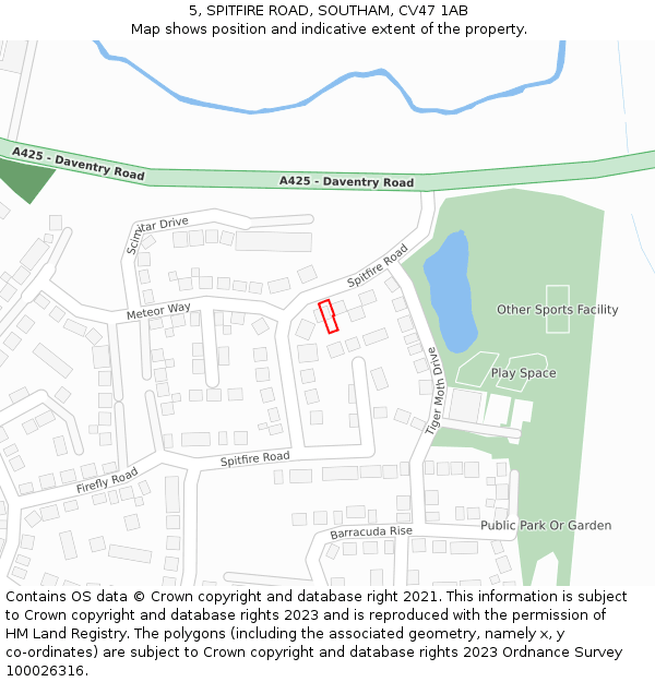 5, SPITFIRE ROAD, SOUTHAM, CV47 1AB: Location map and indicative extent of plot