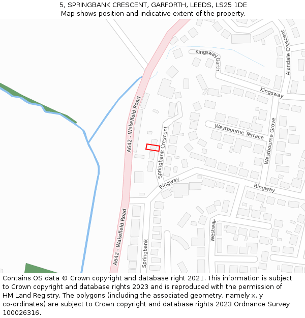 5, SPRINGBANK CRESCENT, GARFORTH, LEEDS, LS25 1DE: Location map and indicative extent of plot