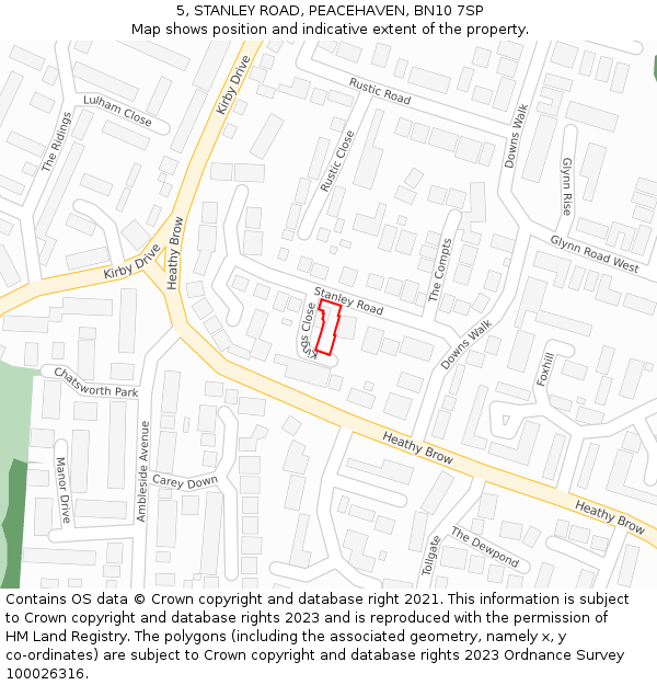 5, STANLEY ROAD, PEACEHAVEN, BN10 7SP: Location map and indicative extent of plot