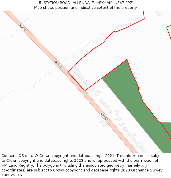 5, STATION ROAD, ALLENDALE, HEXHAM, NE47 9PZ: Location map and indicative extent of plot