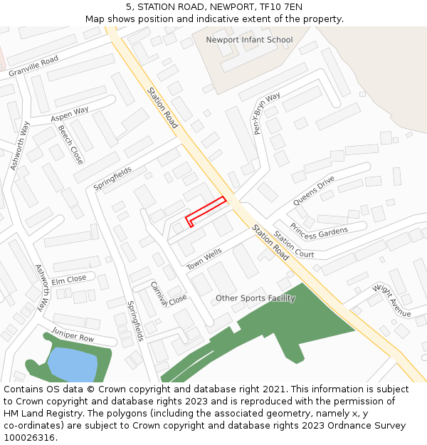 5, STATION ROAD, NEWPORT, TF10 7EN: Location map and indicative extent of plot