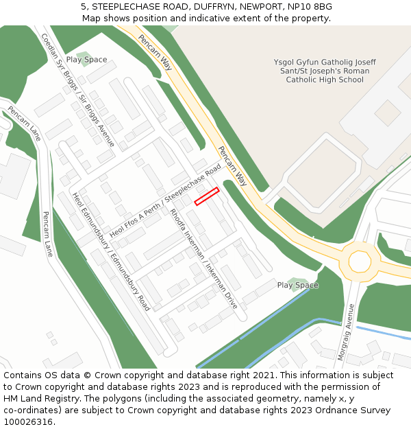 5, STEEPLECHASE ROAD, DUFFRYN, NEWPORT, NP10 8BG: Location map and indicative extent of plot