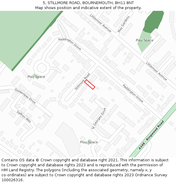 5, STILLMORE ROAD, BOURNEMOUTH, BH11 8NT: Location map and indicative extent of plot