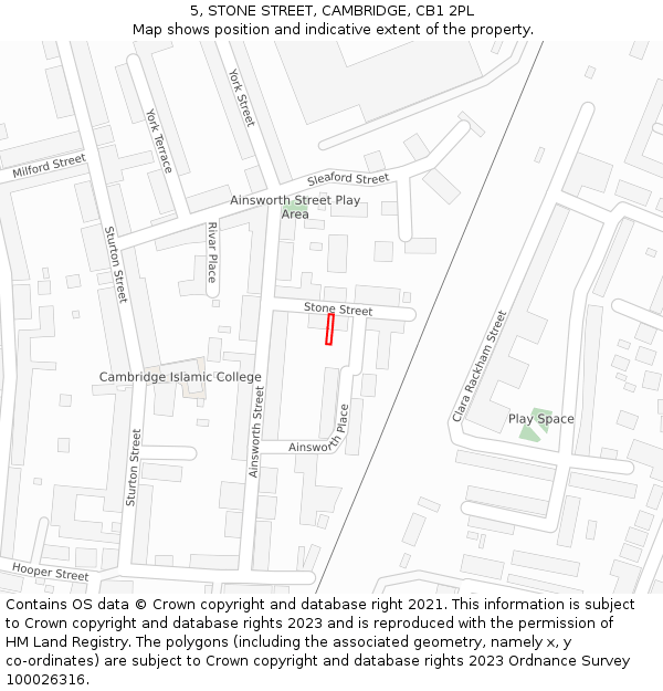 5, STONE STREET, CAMBRIDGE, CB1 2PL: Location map and indicative extent of plot