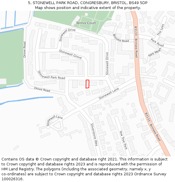 5, STONEWELL PARK ROAD, CONGRESBURY, BRISTOL, BS49 5DP: Location map and indicative extent of plot