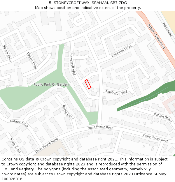 5, STONEYCROFT WAY, SEAHAM, SR7 7DG: Location map and indicative extent of plot