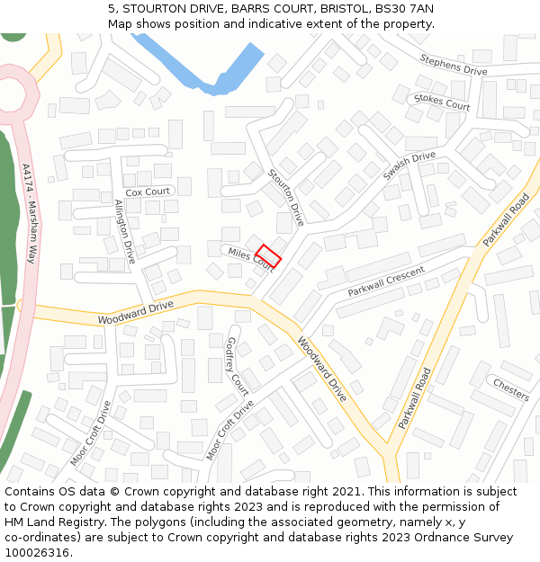 5, STOURTON DRIVE, BARRS COURT, BRISTOL, BS30 7AN: Location map and indicative extent of plot