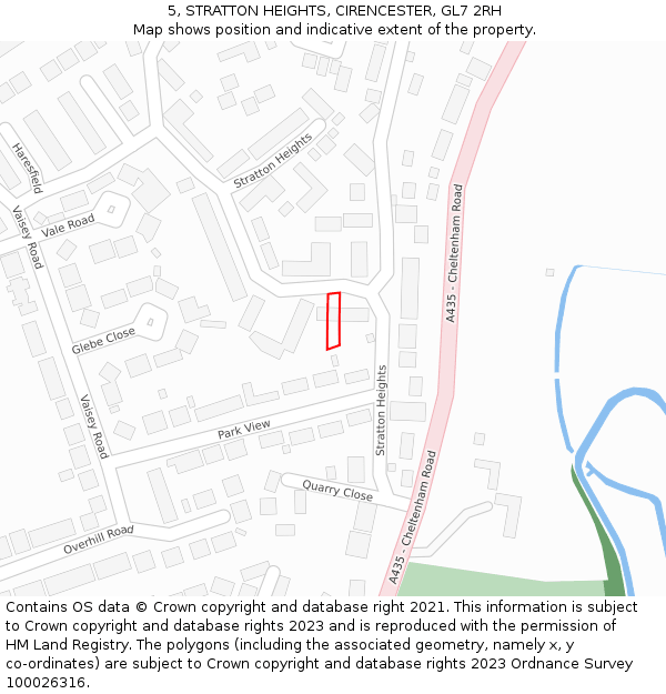 5, STRATTON HEIGHTS, CIRENCESTER, GL7 2RH: Location map and indicative extent of plot