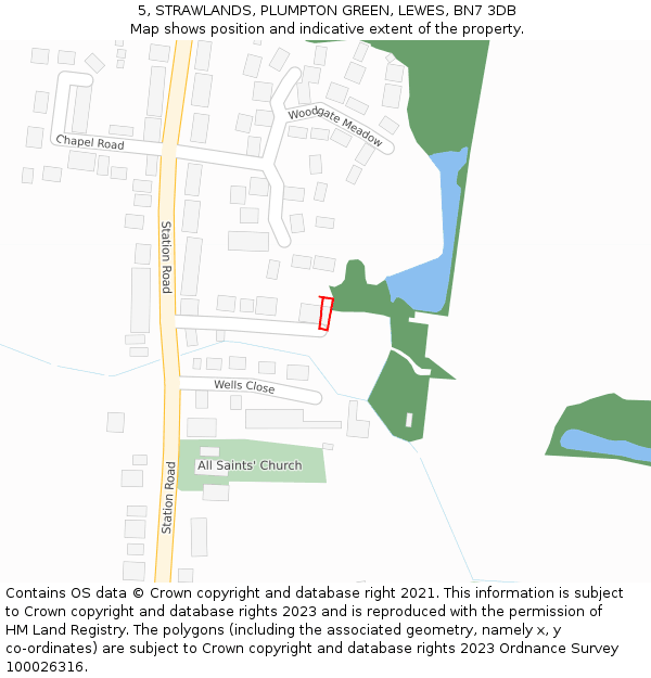 5, STRAWLANDS, PLUMPTON GREEN, LEWES, BN7 3DB: Location map and indicative extent of plot