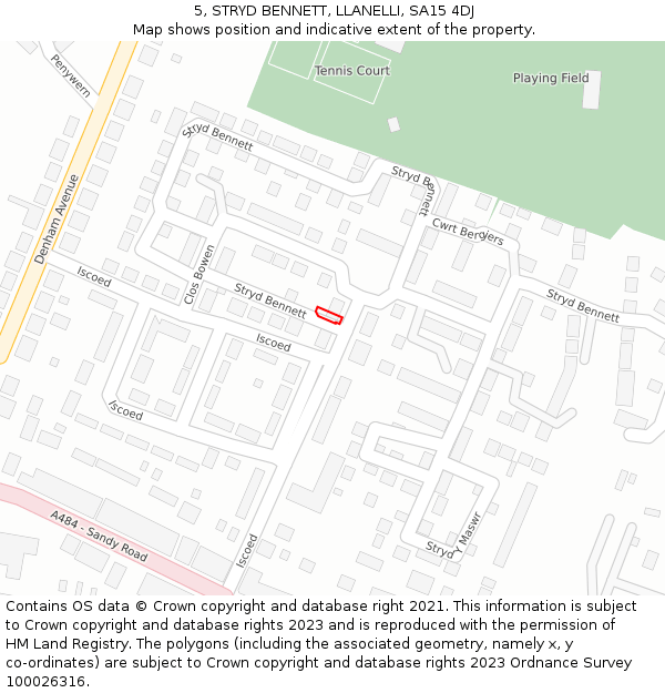 5, STRYD BENNETT, LLANELLI, SA15 4DJ: Location map and indicative extent of plot