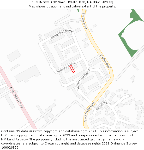 5, SUNDERLAND WAY, LIGHTCLIFFE, HALIFAX, HX3 8FJ: Location map and indicative extent of plot