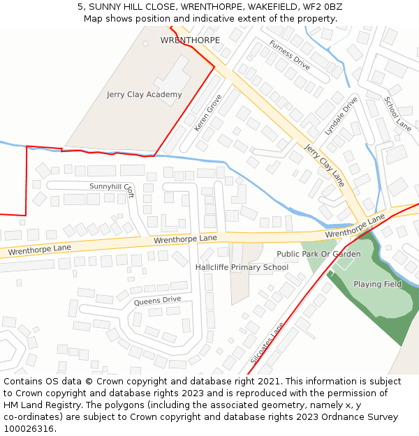 5, SUNNY HILL CLOSE, WRENTHORPE, WAKEFIELD, WF2 0BZ: Location map and indicative extent of plot