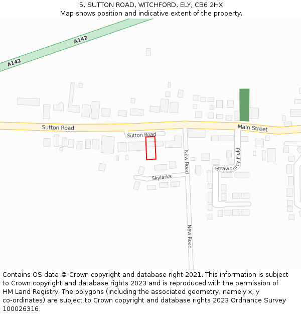 5, SUTTON ROAD, WITCHFORD, ELY, CB6 2HX: Location map and indicative extent of plot