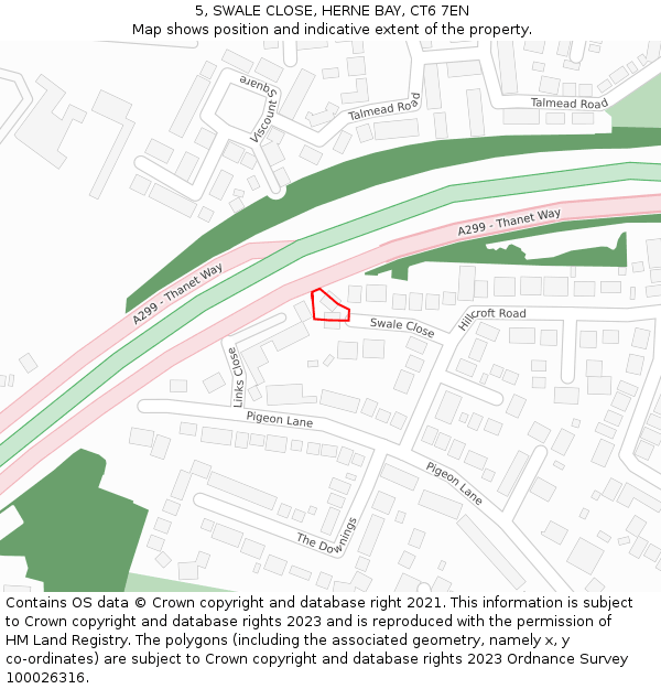 5, SWALE CLOSE, HERNE BAY, CT6 7EN: Location map and indicative extent of plot