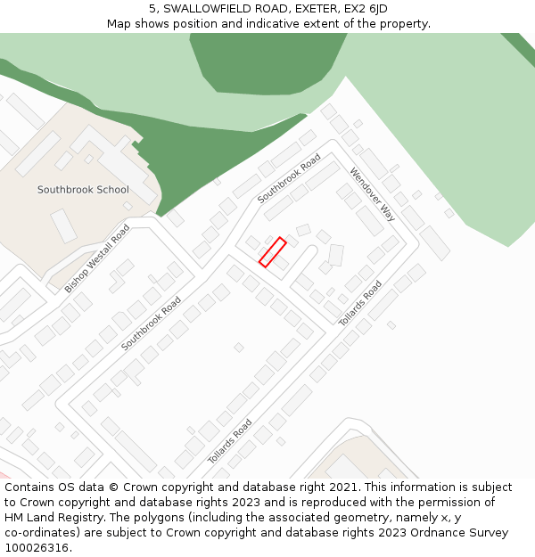 5, SWALLOWFIELD ROAD, EXETER, EX2 6JD: Location map and indicative extent of plot