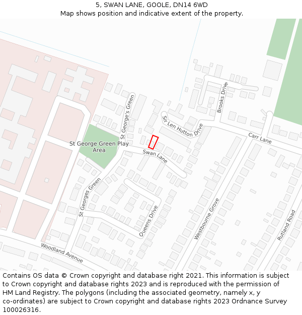 5, SWAN LANE, GOOLE, DN14 6WD: Location map and indicative extent of plot