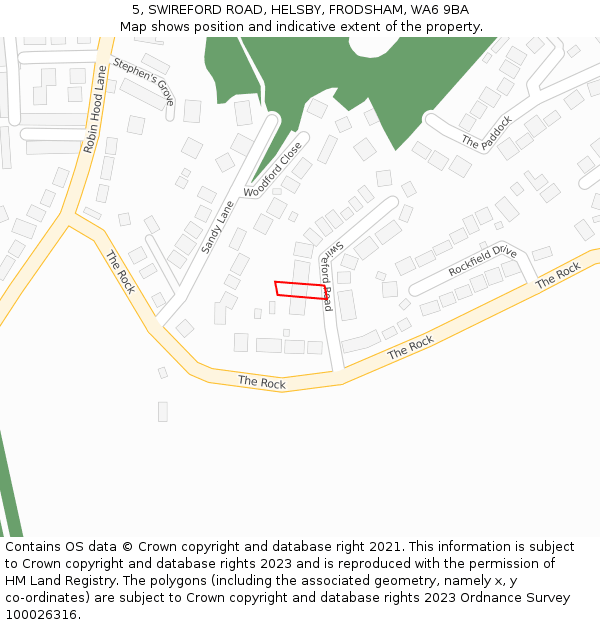 5, SWIREFORD ROAD, HELSBY, FRODSHAM, WA6 9BA: Location map and indicative extent of plot