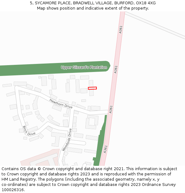 5, SYCAMORE PLACE, BRADWELL VILLAGE, BURFORD, OX18 4XG: Location map and indicative extent of plot