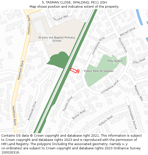 5, TASMAN CLOSE, SPALDING, PE11 2GH: Location map and indicative extent of plot