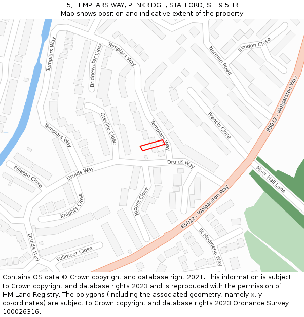 5, TEMPLARS WAY, PENKRIDGE, STAFFORD, ST19 5HR: Location map and indicative extent of plot