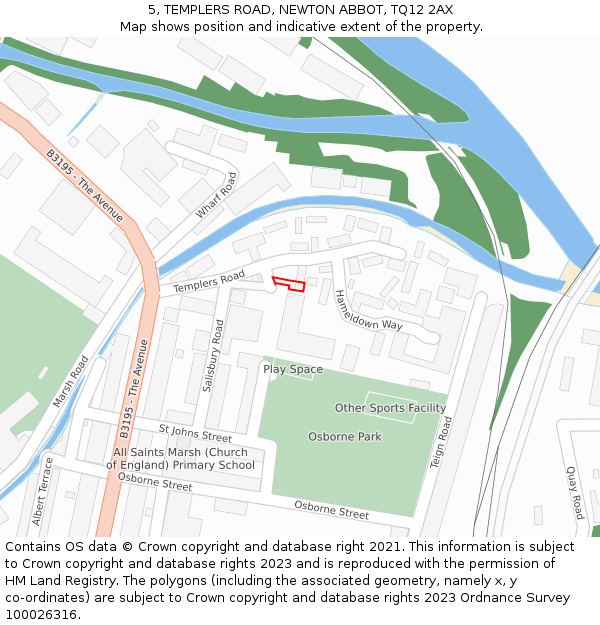 5, TEMPLERS ROAD, NEWTON ABBOT, TQ12 2AX: Location map and indicative extent of plot