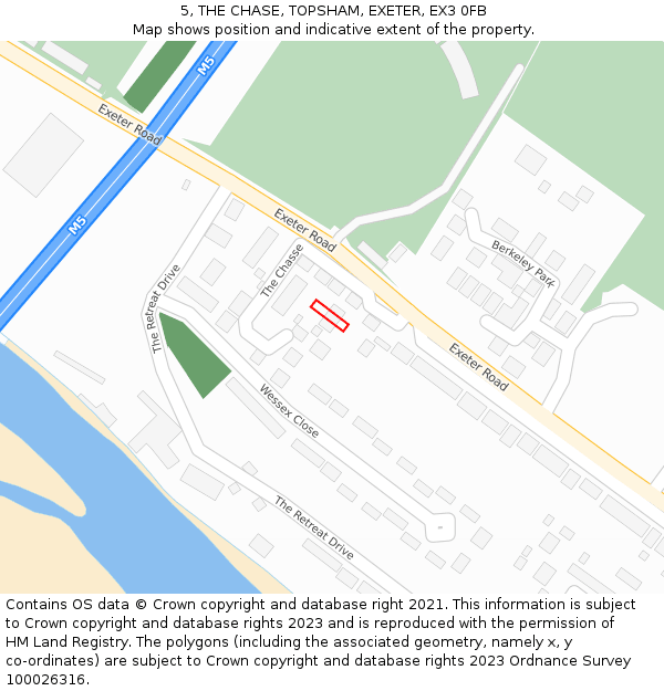 5, THE CHASE, TOPSHAM, EXETER, EX3 0FB: Location map and indicative extent of plot