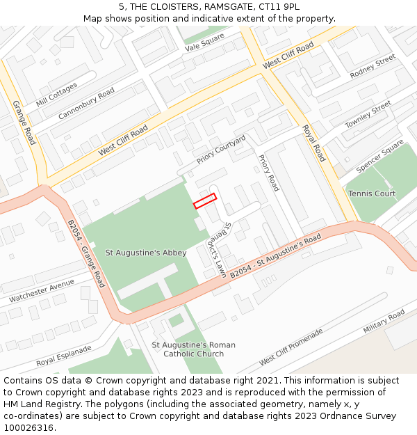 5, THE CLOISTERS, RAMSGATE, CT11 9PL: Location map and indicative extent of plot