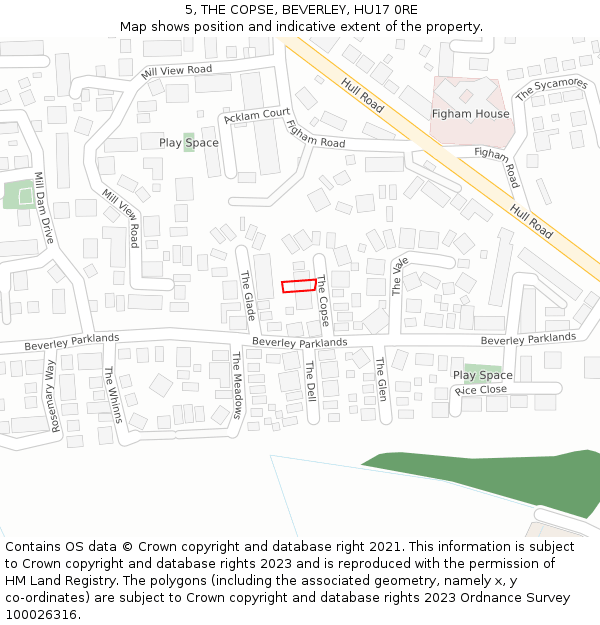 5, THE COPSE, BEVERLEY, HU17 0RE: Location map and indicative extent of plot