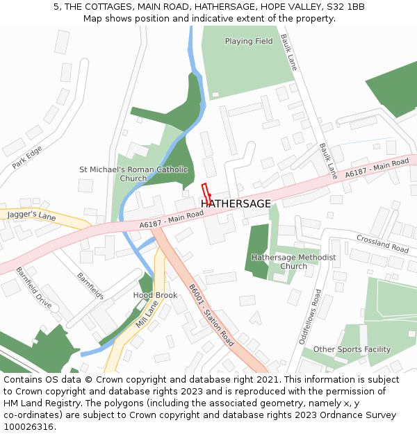 5, THE COTTAGES, MAIN ROAD, HATHERSAGE, HOPE VALLEY, S32 1BB: Location map and indicative extent of plot