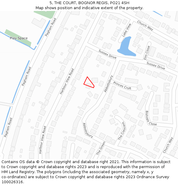 5, THE COURT, BOGNOR REGIS, PO21 4SH: Location map and indicative extent of plot