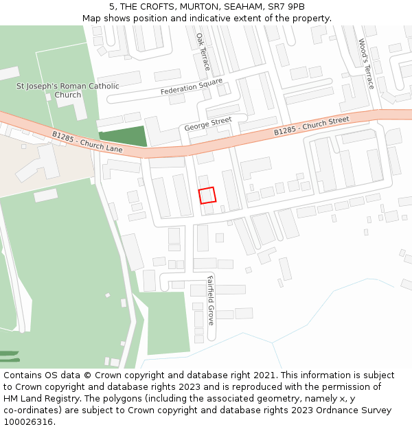 5, THE CROFTS, MURTON, SEAHAM, SR7 9PB: Location map and indicative extent of plot