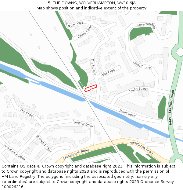 5, THE DOWNS, WOLVERHAMPTON, WV10 6JA: Location map and indicative extent of plot