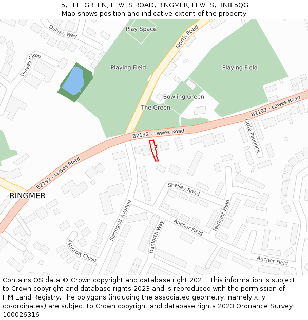 5, THE GREEN, LEWES ROAD, RINGMER, LEWES, BN8 5QG: Location map and indicative extent of plot